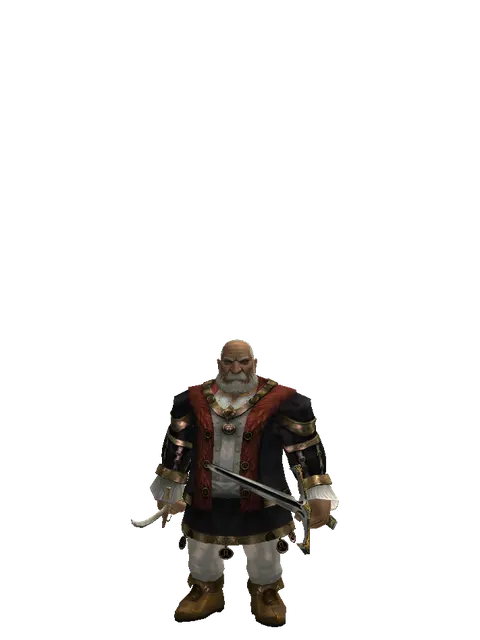 Saber*Knight's Sword on a male Dwarf, front view