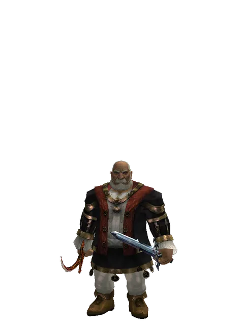 Shamshir*Caliburs on a male Dwarf, front view