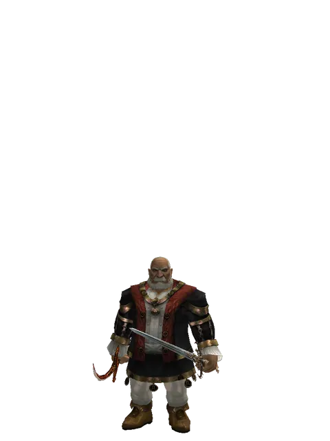 Shamshir*Raid Sword on a male Dwarf, front view