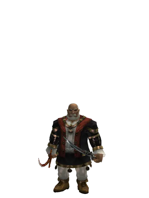 Shamshir*Samurai Long Sword on a male Dwarf, front view