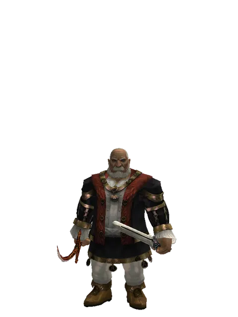 Shamshir*Spirit Sword on a male Dwarf, front view