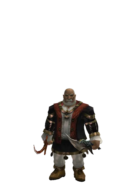 Shamshir*Sword of Limit on a male Dwarf, front view