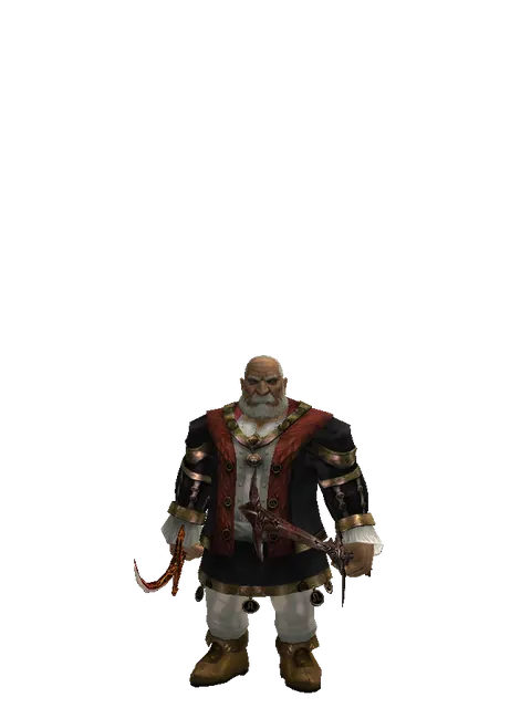 Shamshir*Sword of Nightmare on a male Dwarf, front view