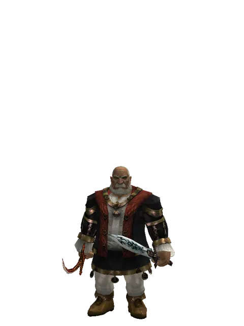Shamshir*Tsurugi on a male Dwarf, front view