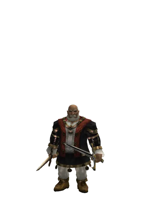 Spinebone Sword*Knight's Sword on a male Dwarf, front view