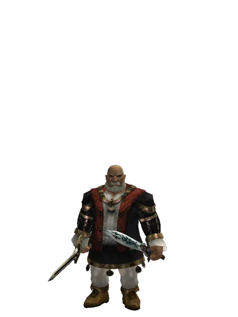 Sword of Delusion*Tsurugi on a male Dwarf, front view
