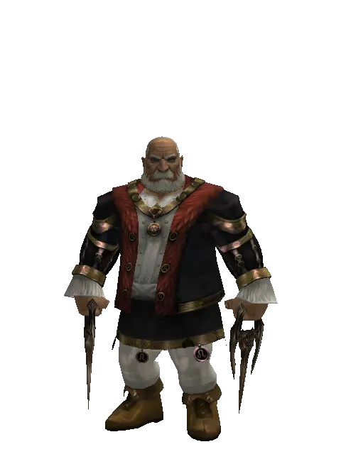 Triple-Edged Jamadhr on a male Dwarf, front view