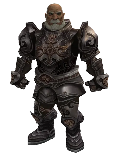Doom Plate Set on a male Dwarf, front view