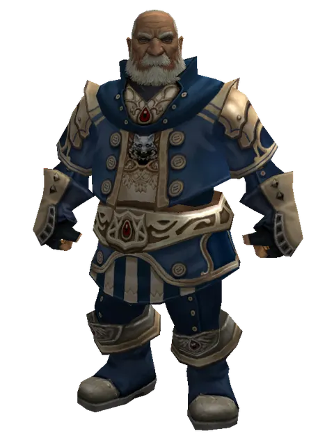 Blue Wolf Leather Set on a male Dwarf, front view