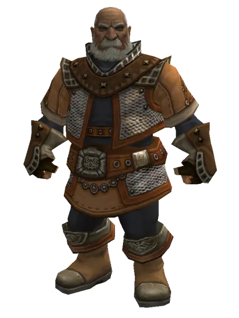 Plated Leather Set on a male Dwarf, front view