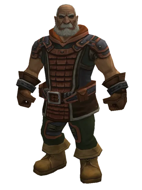 Wooden Set on a male Dwarf, front view