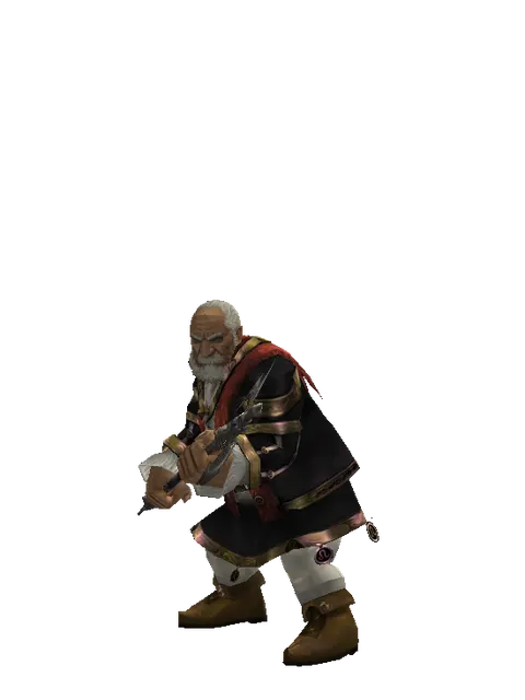 Great Axe on a male Dwarf, front view