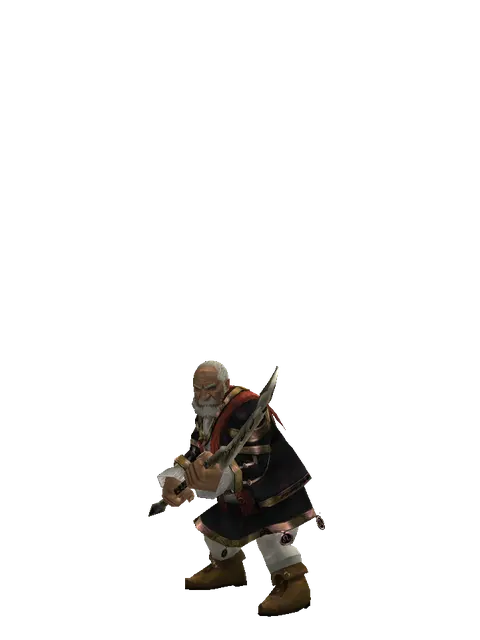 Orcish Glaive on a male Dwarf, front view
