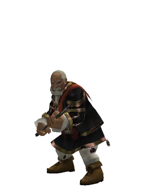 Short Spear on a male Dwarf, front view