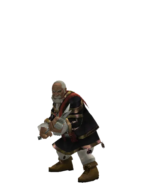 War Hammer on a male Dwarf, front view