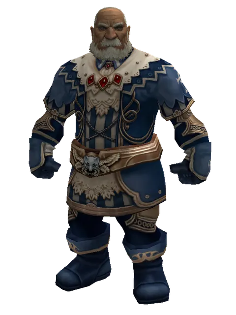 Blue Wolf Set - Robe on a male Dwarf, front view