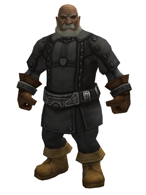Elven (robe) on a male Dwarf, front view