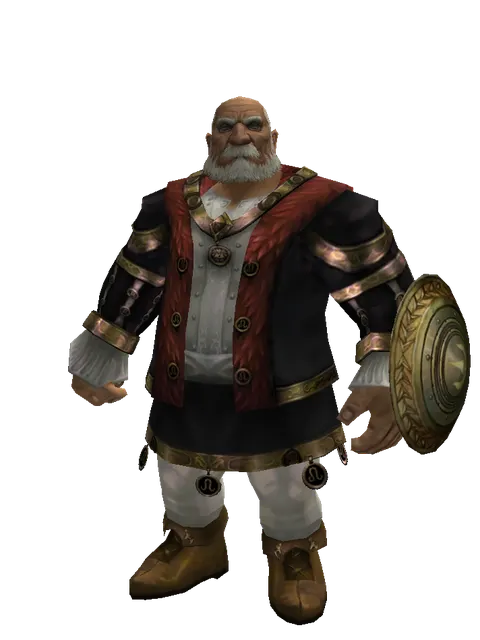Bronze Shield on a male Dwarf, front view