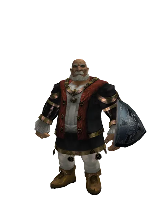 Kite Shield on a male Dwarf, front view
