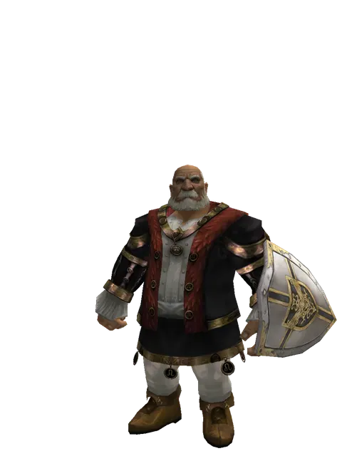Knight's Shield on a male Dwarf, front view