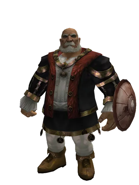 Leather Shield on a male Dwarf, front view
