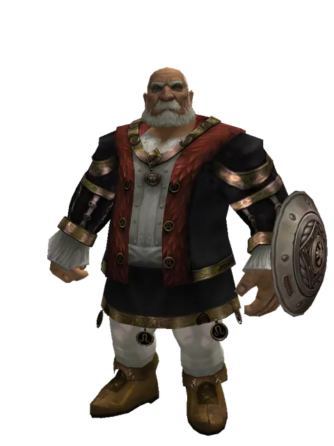Round Shield on a male Dwarf, front view