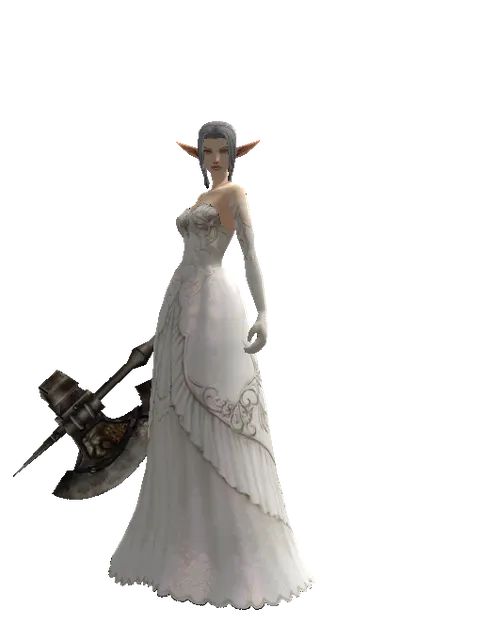 Battle Axe on a female Elf, front view