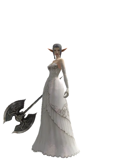 Heavy War Axe on a female Elf, front view