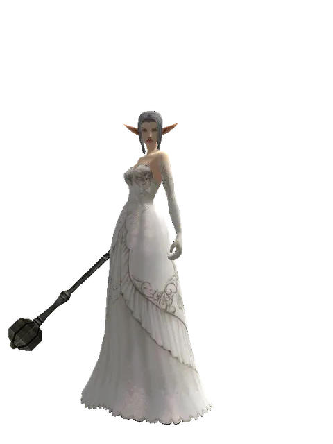 Improved Flanged Mace on a female Elf, front view