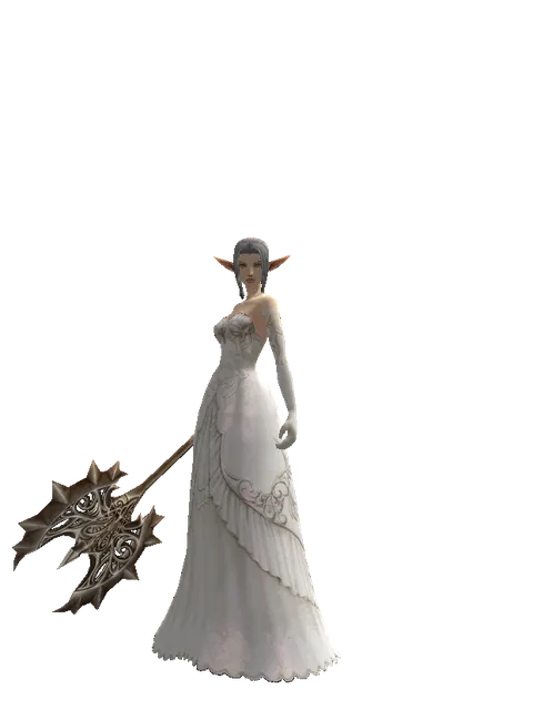 Infinity Axe on a female Elf, front view