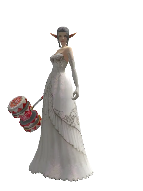 Red Clown Hammer on a female Elf, front view
