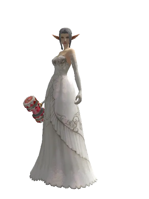 Small Red Clown Hammer on a female Elf, front view