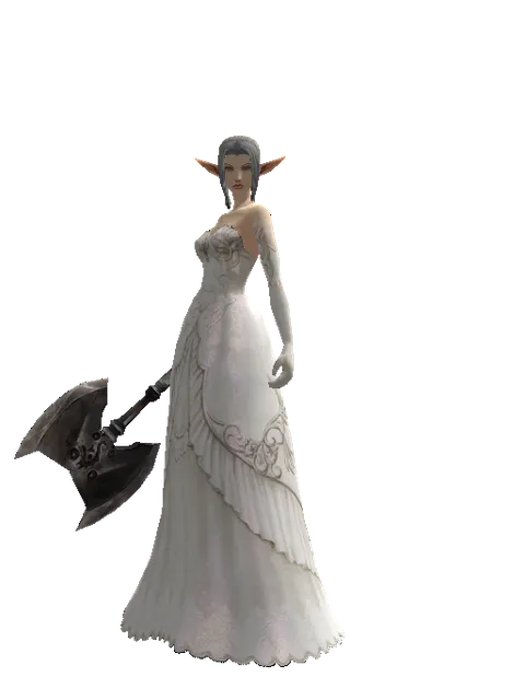 War Axe on a female Elf, front view