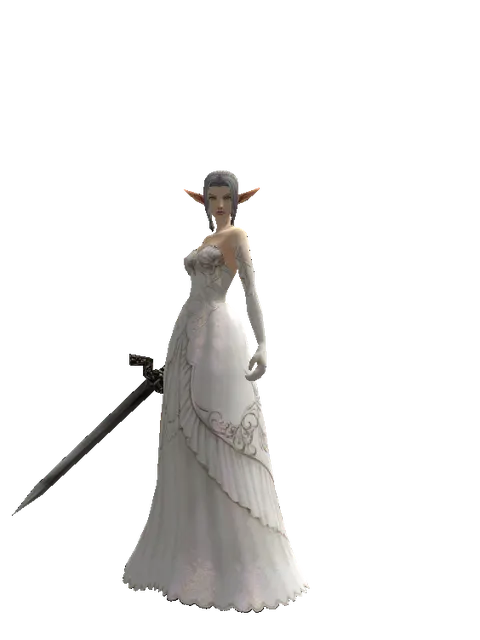 Broadsword on a female Elf, front view