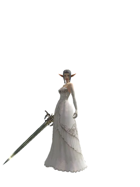 Dynasty Sword on a female Elf, front view