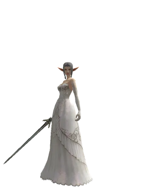 Elven Sword on a female Elf, front view