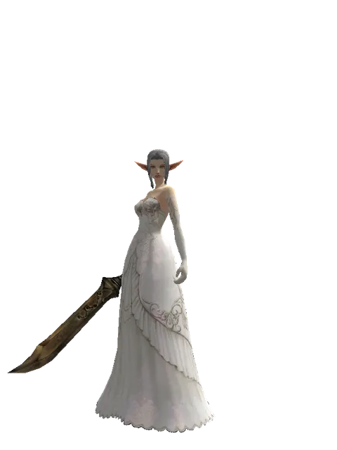 Falchion on a female Elf, front view