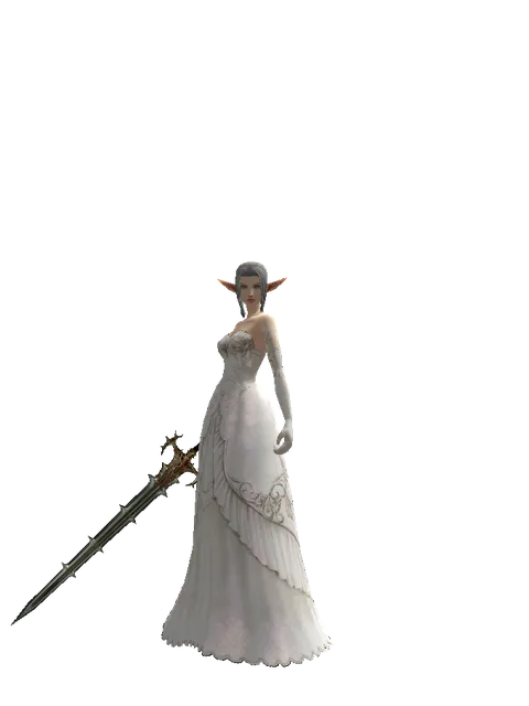 Icarus Sawsword on a female Elf, front view