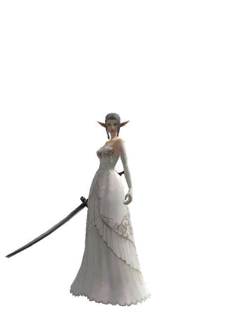 Katana on a female Elf, front view