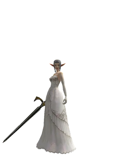 Knight's Sword on a female Elf, front view