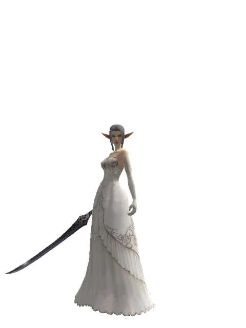 Mysterious Sword on a female Elf, front view