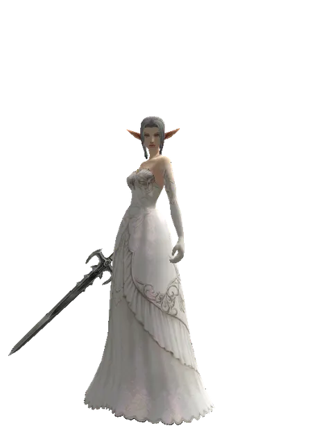 Priest Sword on a female Elf, front view