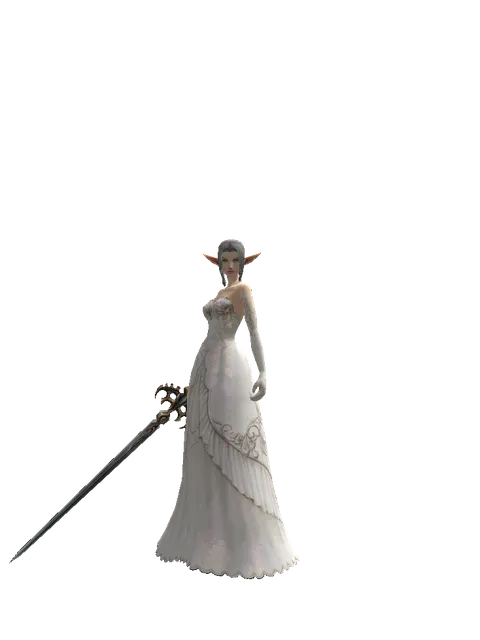 Raid Sword on a female Elf, front view