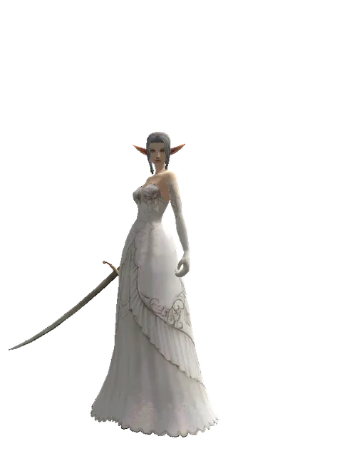Saber on a female Elf, front view