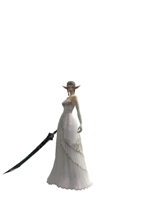 Samurai Longsword on a female Elf, front view