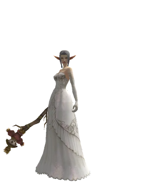 Scarecrow Transformation Stick on a female Elf, front view