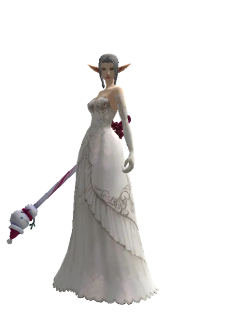 Snowman Transformation Stick on a female Elf, front view