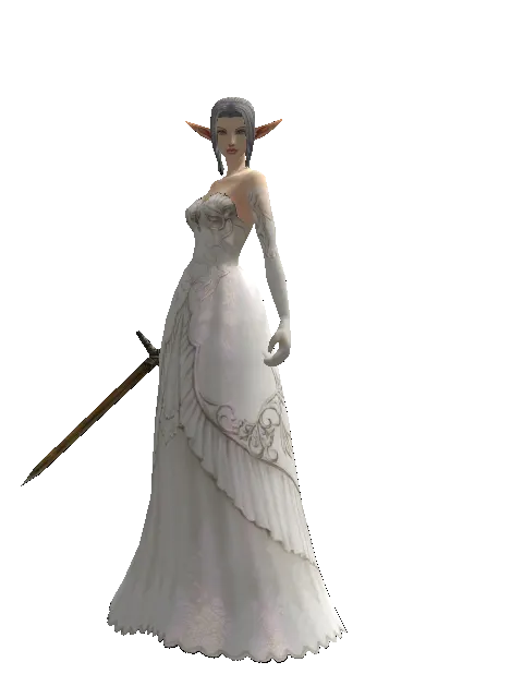 Squire's Sword on a female Elf, front view