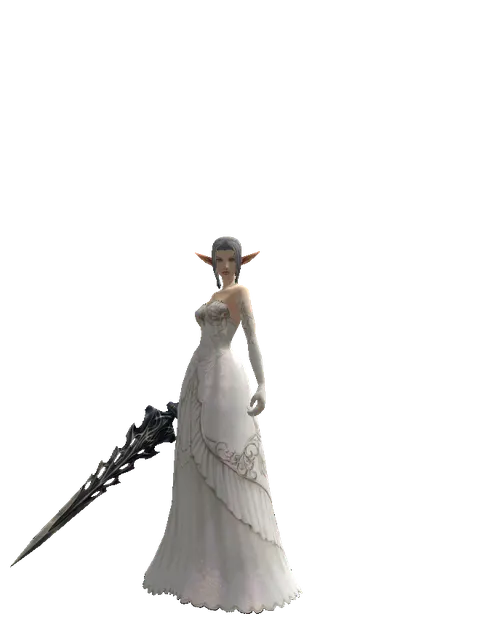 Sword of Damascus on a female Elf, front view