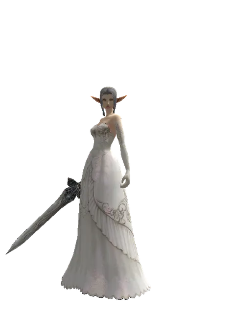 Sword of Mystic on a female Elf, front view
